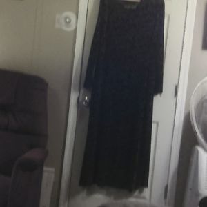 Rich Black  Velvet with Gold Design Dress